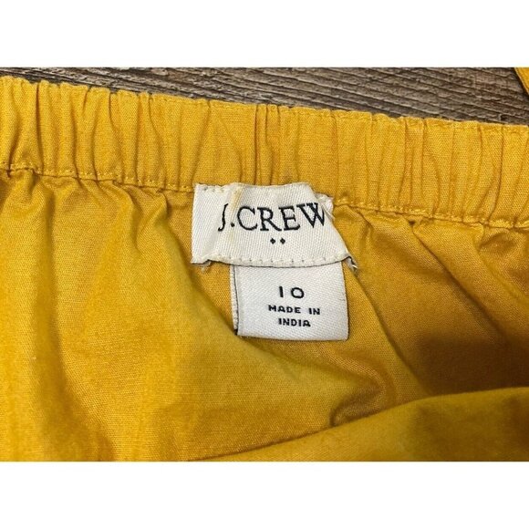 J.Crew Factory Mustard Yellow Cotton Poplin Pom Pom Square Neck Blouse Size 10 - Picture 4 of 7